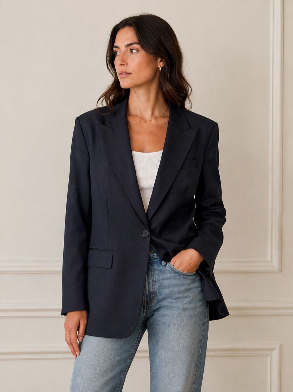 Stella McCartney 100% Wool One Button Blazer Size IT 48 Size US XL Black